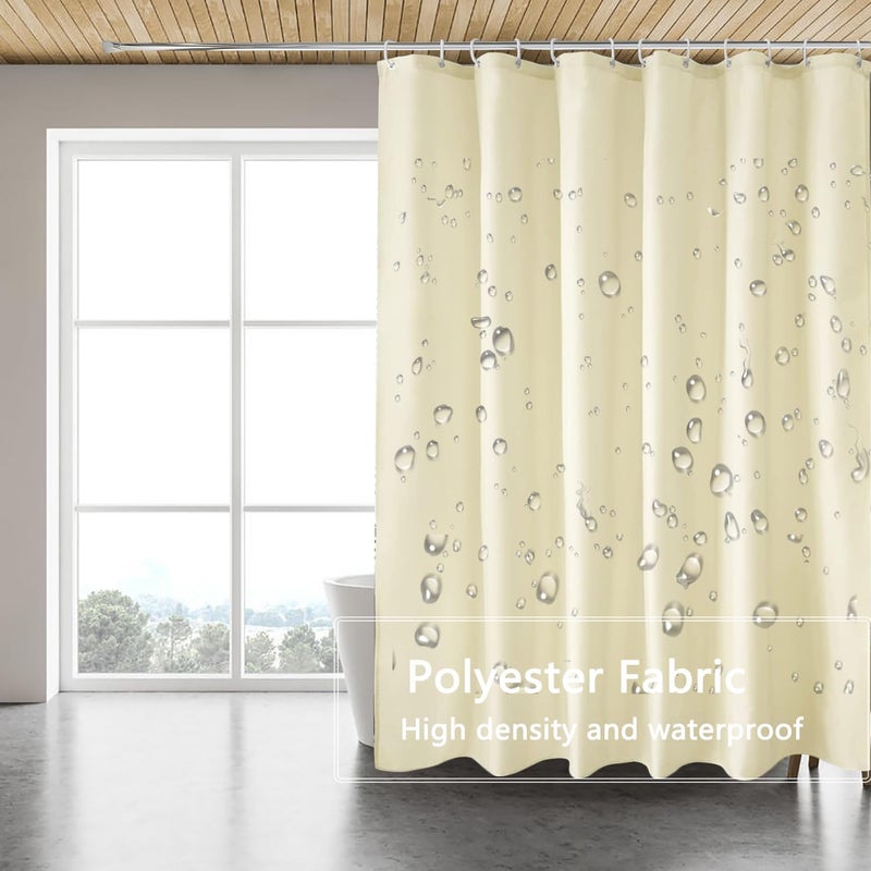 LLSCL Beige Fabric Shower Curtain Liner with Bottom Counterweight, Waterproof Hotel Quality, 72 x 72 Machine Washable - Image 4